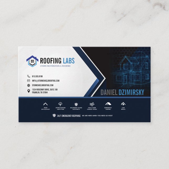 Roofing & Storm Restoration Business Card (Front)