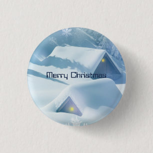 Roofs Covered with Glittering Snow Button