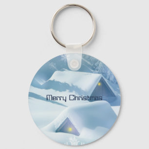 Roofs Covered with Glittering Snow Keychain