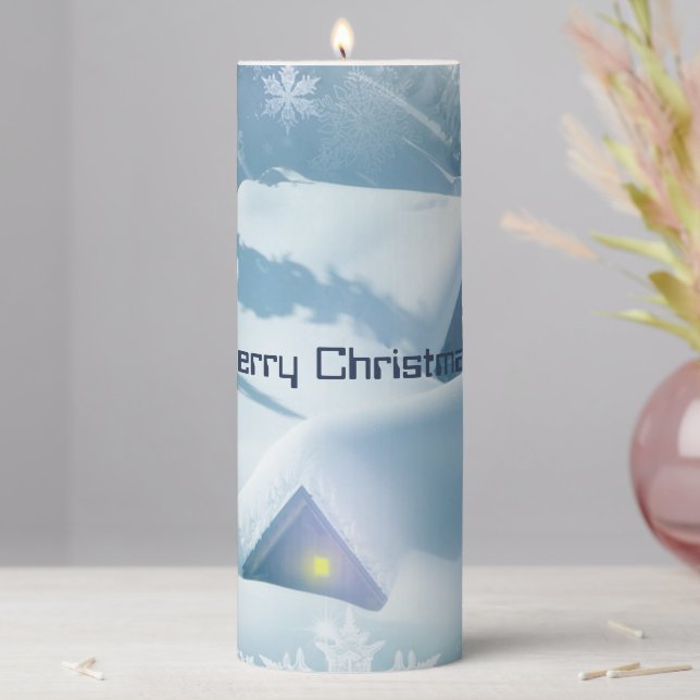 Roofs Covered with Glittering Snow Pillar Candle (In Situ)