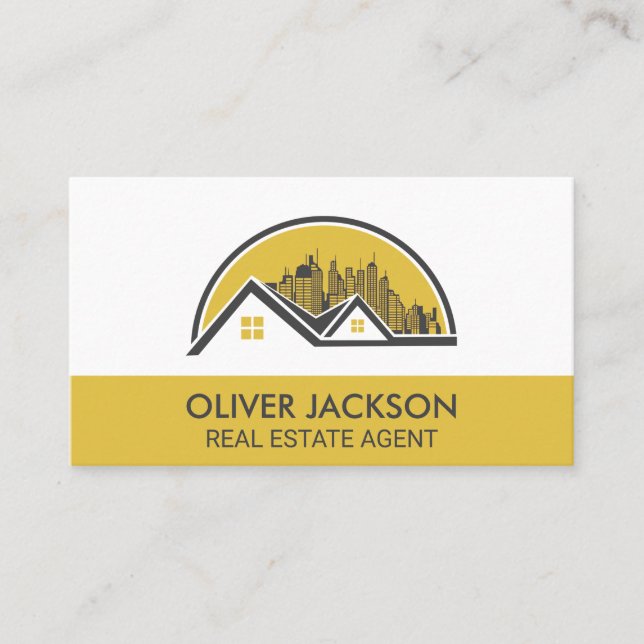 Rooftop and Cityscape Icon Business Card (Front)