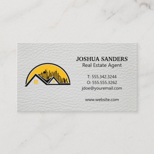 Rooftop and Cityscape  Leather Background Business Card