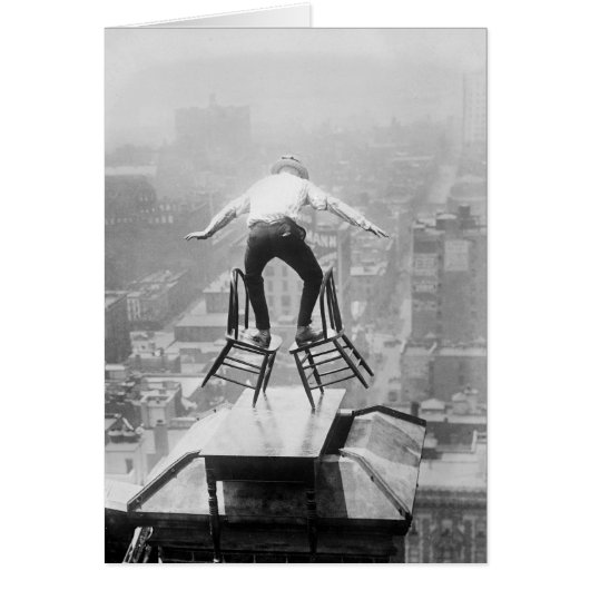 Rooftop Balancing Act, 1910 Cards (Front)
