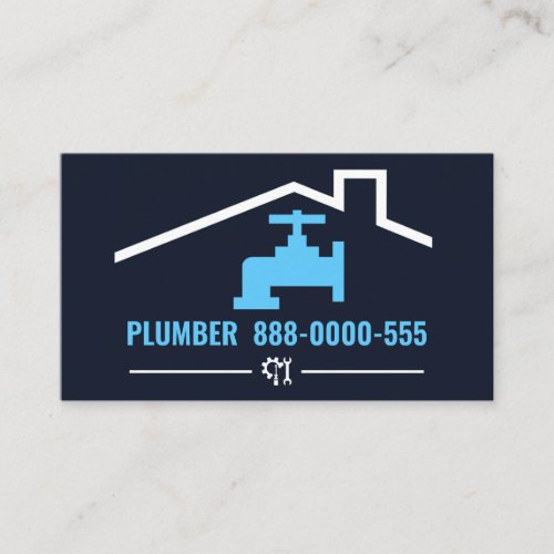 Rooftop Blue Faucet Plumber Service Business Card