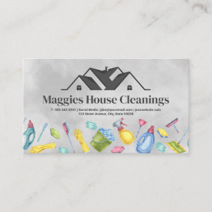 Rooftop Cleaning Supplies Illustrations Business Card