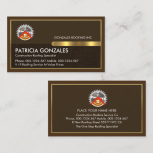 Rooftop Construction On Brown Layers Gold Frame Business Card