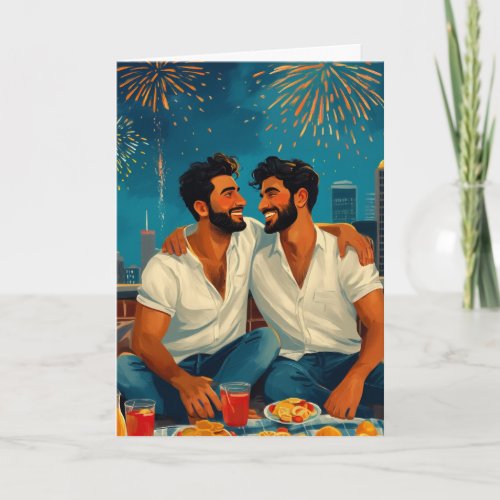 Rooftop Fireworks Card