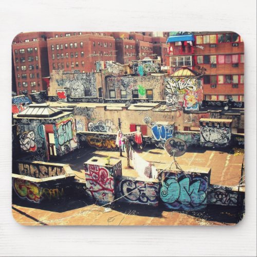 Rooftop Graffiti in Chinatown Mouse Pad