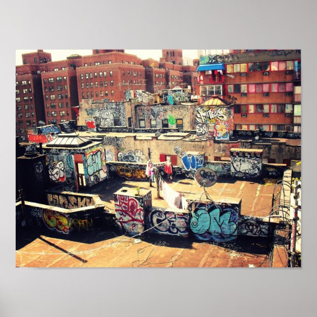 Rooftop Graffiti in Chinatown Poster (Front)