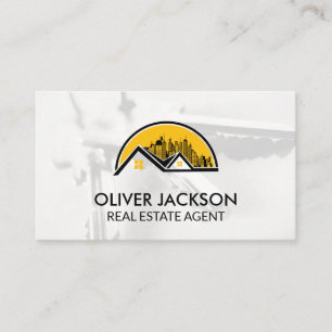Rooftop Homes and Skyline Icon   Keys Business Card