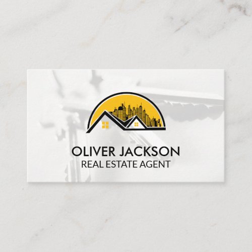 Rooftop Homes and Skyline Icon  Keys Business Card