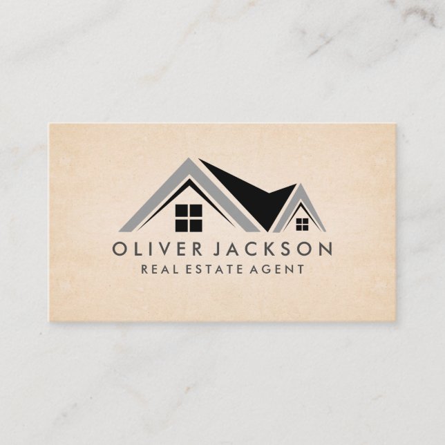 Rooftop Icon | Paper Texture Business Card (Front)
