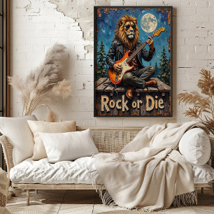 Rooftop Rock: Lion's Midnight Blues Poster