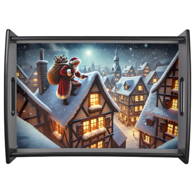 Rooftop Santa Serving Tray (Front)