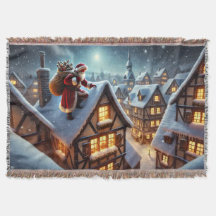 Rooftop Santa Throw Blanket