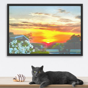 Rooftop Sunset 2295 Art Canvas Print