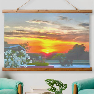 Rooftop Sunset 2295 Hanging Tapestry
