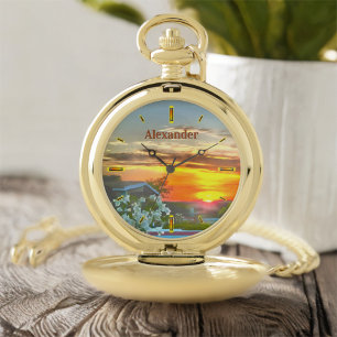 Rooftop Sunset 2295 Pocket Watch