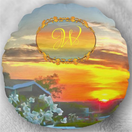 Rooftop Sunset 2295 Round Pillow
