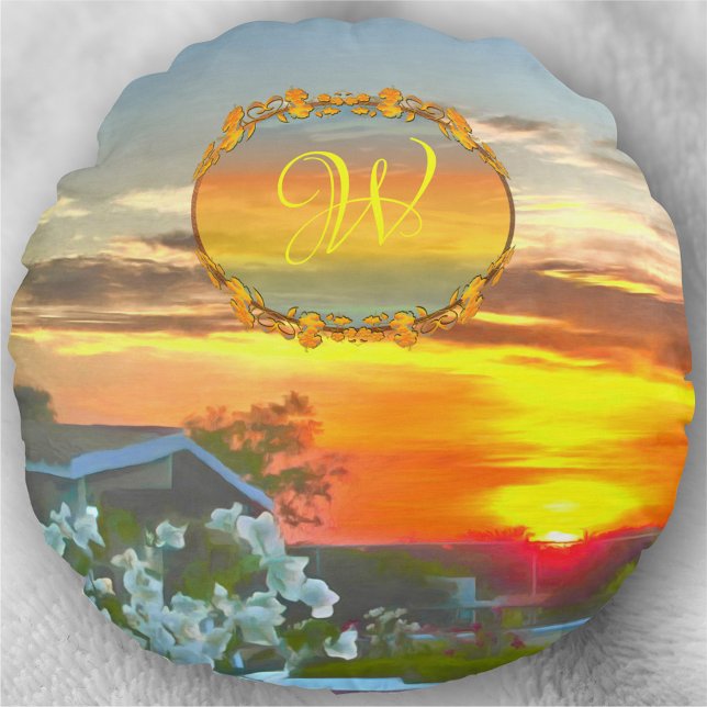 Rooftop Sunset 2295 Round Pillow (Creator Uploaded)
