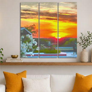 Rooftop Sunset 2295 Triptych