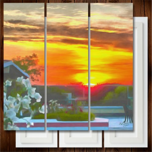 Rooftop Sunset 2295 Triptych