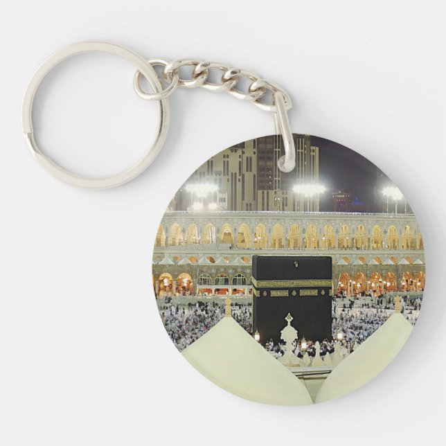 Rooftop View of Hajj Pilgrims at the Kaaba, Mecca Keychain (Front)