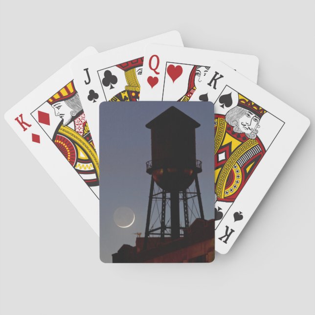 Rooftop Water Tower | Crescent Moon New Jersey Poker Cards (Back)