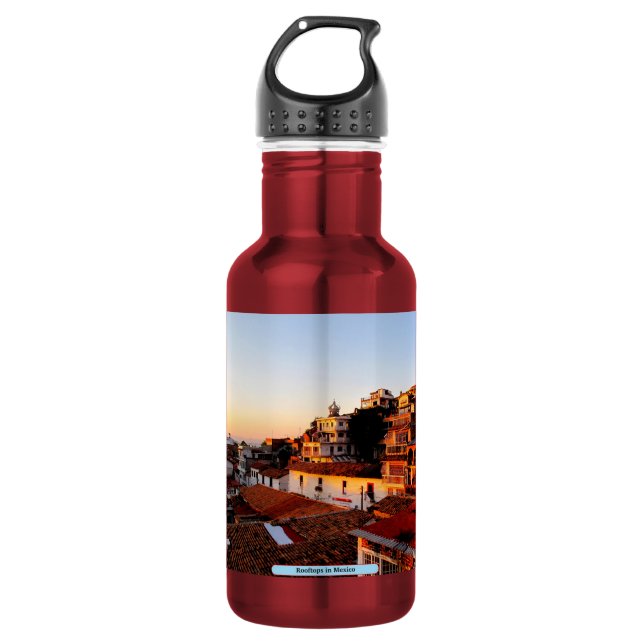 Rooftops in Mexico Stainless Steel Water Bottle (Front)