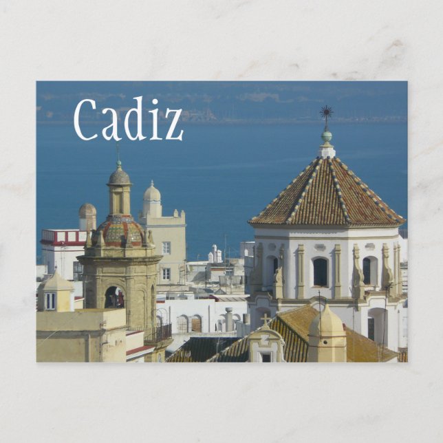 Rooftops, Mediterranean Sea, Cadiz, Spain Postcard (Front)