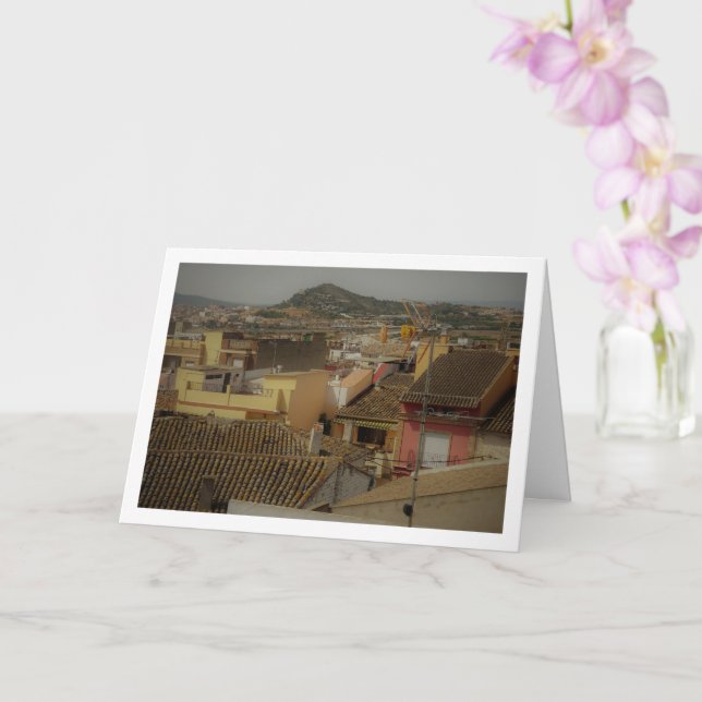 Rooftops of Benisanó Town, Valencia, Spain Card (Orchid)