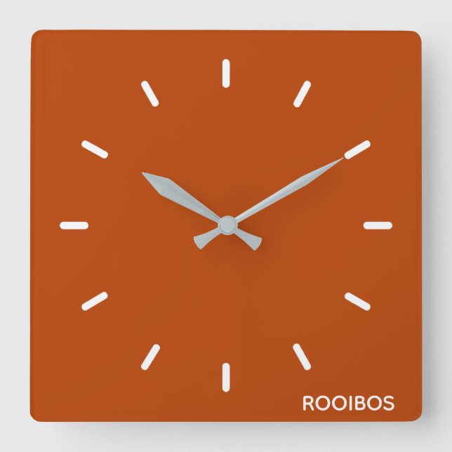 Rooibos red brown colour name square wall clock (Front)
