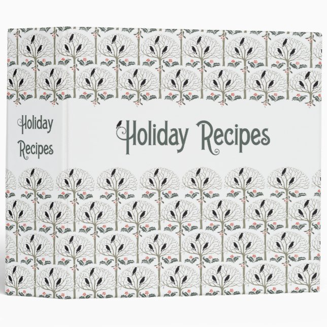 Rook and Holly Christmas Holiday Recipe 2" Binder (Front/Spine)