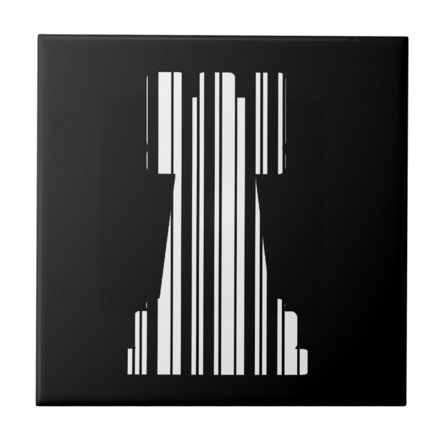 ROOK CHESS PIECE BAR CODE Game Barcode Pattern Ceramic Tile (Front)