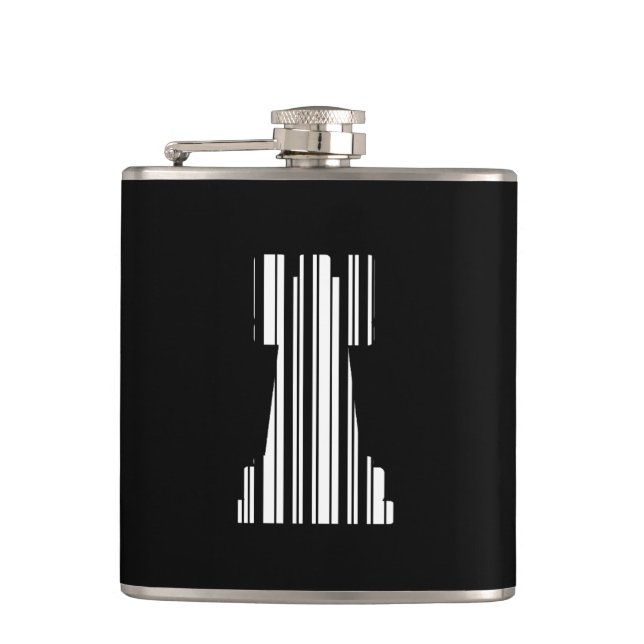 ROOK CHESS PIECE BAR CODE Game Barcode Pattern Flask (Front)