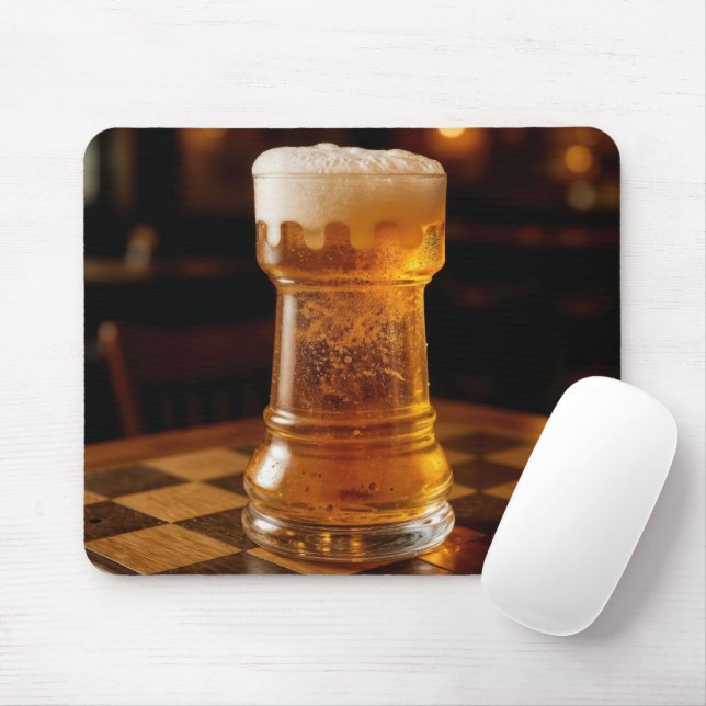 Rook Chess Piece Beer Glass Mouse Pad (With Mouse)