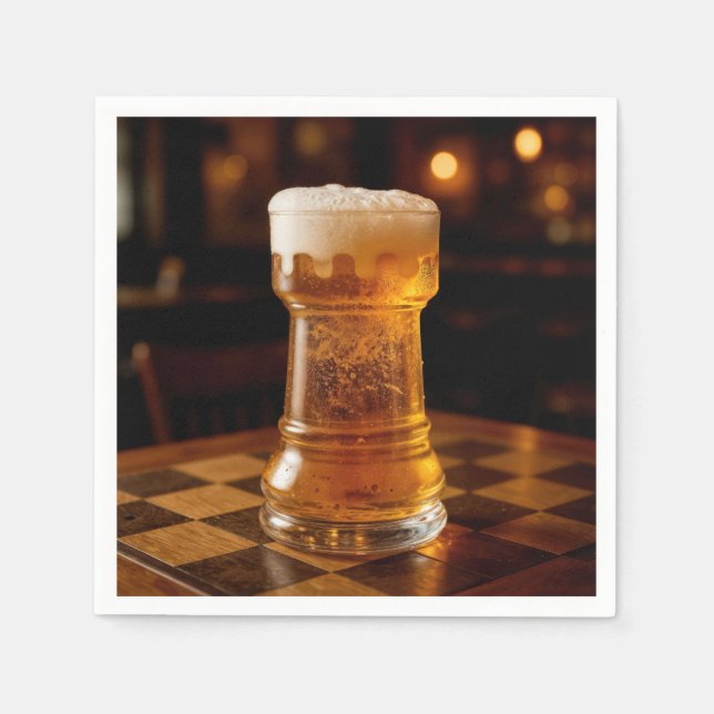 Rook Chess Piece Beer Glass Napkins (Front)