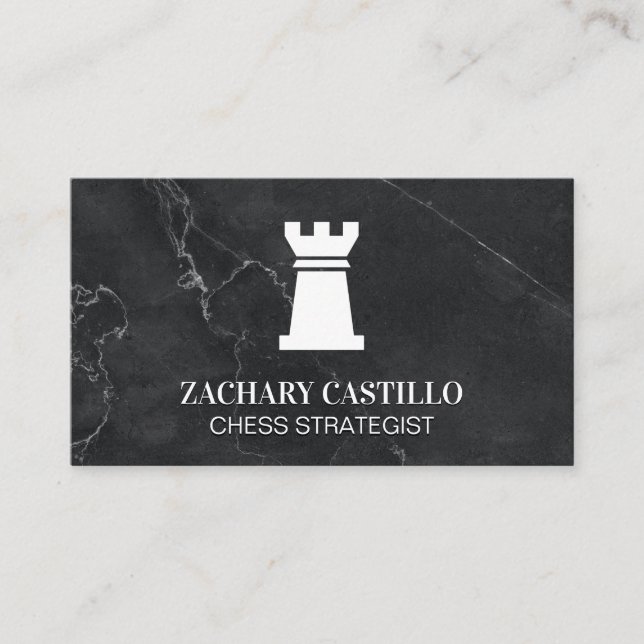 Rook Chess Piece | Marble Business Card (Front)