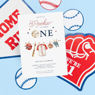 Rookie 1st Birthday   Baseball Birthday Invitation