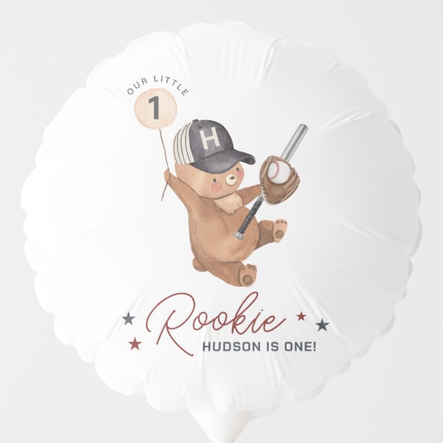 Rookie 1st Birthday Bear Balloon (Front)