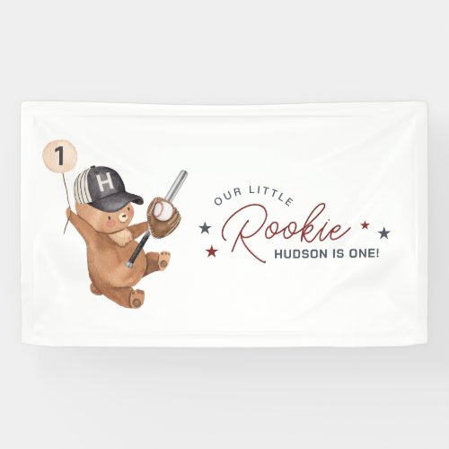 Rookie 1st Birthday Bear Banner