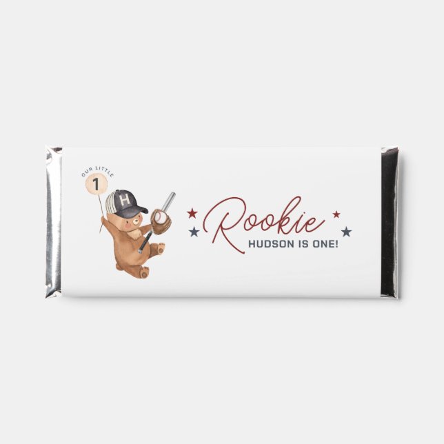 Rookie 1st Birthday Bear Hershey Bar Favors (Front)