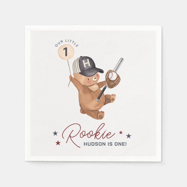 Rookie 1st Birthday Bear Napkins (Front)