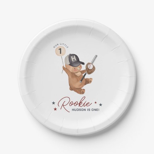 Rookie 1st Birthday Bear Paper Plates