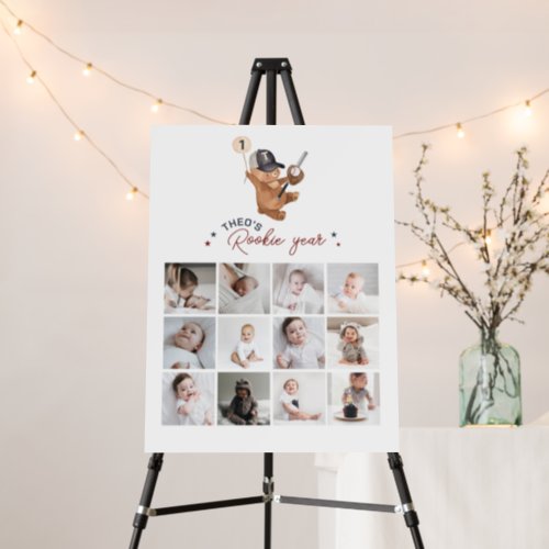 Rookie 1st Birthday Bear _ Photo Collage Poster