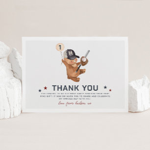 Rookie 1st Birthday Bear - Thank You Card