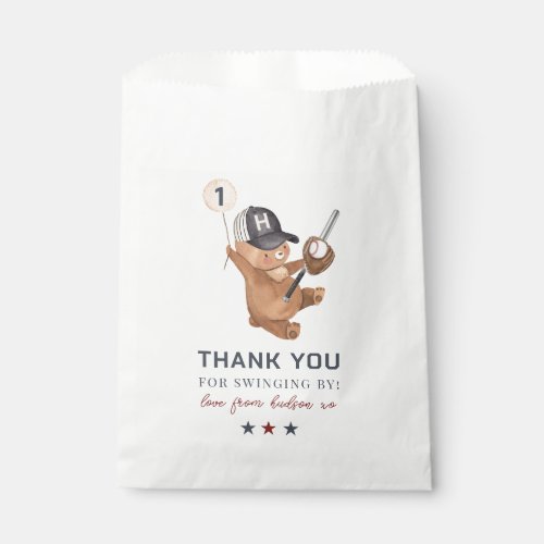 Rookie 1st Birthday Bear _ Thank You Favor Bag