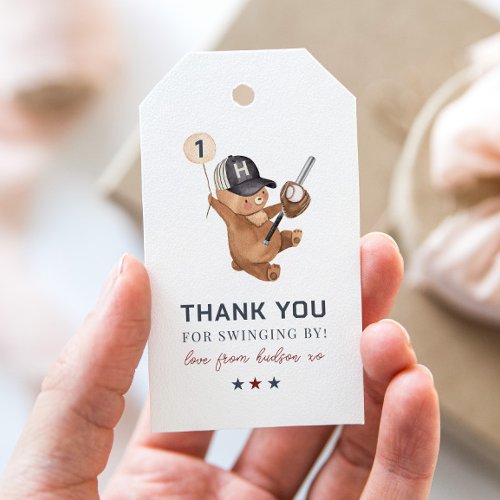 Rookie 1st Birthday Bear _ Thank You Gift Tags