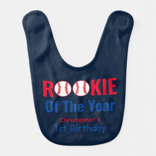 Rookie Baseball 1st Birthday Baby Bib