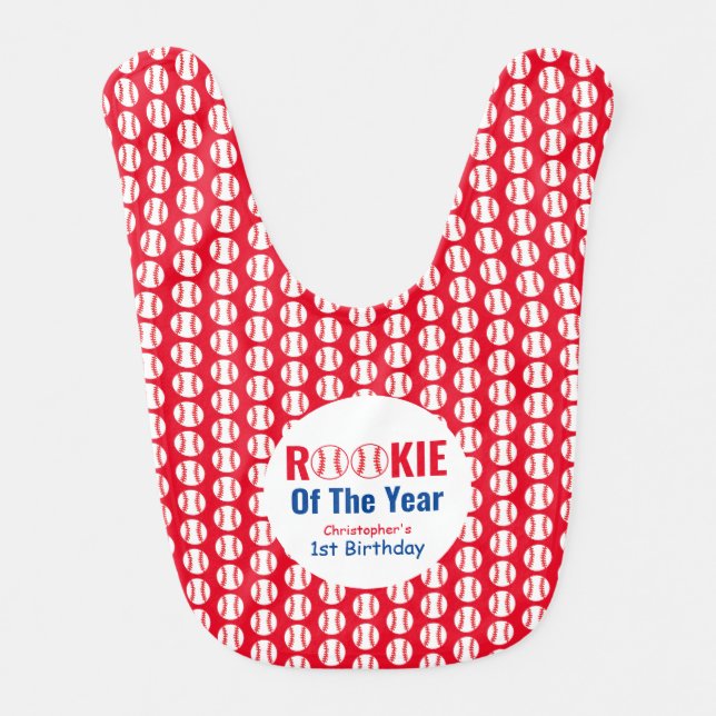 Rookie Baseball 1st Birthday Baby Bib (Front)